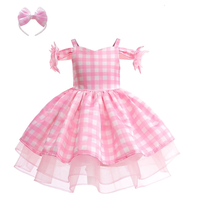 WEAIXIMIUNG Robes Petites Filles Taille 6-7 Robe de Mariage Filles Robe de Fête d'Anniversaire à Carreaux