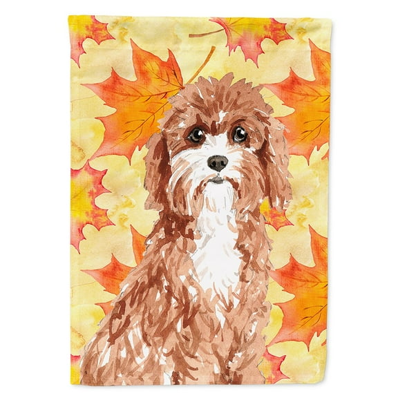 Carolines Treasures CK1844CHF Fall Leaves Cavapoo Flag Canvas House Size  Large multicolor