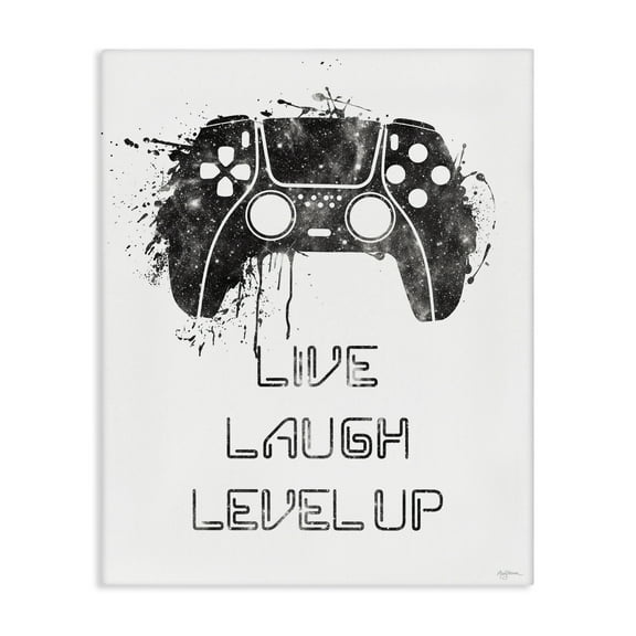 Stupell Industries Live Laugh Level Up Typography Painting Gallery Wrapped Canvas Art Print Wall Art, 16 x 20
