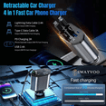 thumbnail image 4 of Swayvoo retractable Car Charger 4-in-1 Fast USB C Car Phone Charger Adapter with Type C Car Charger & Apple Cords, USBC Car Charger Compatible with iPhone 17/16/15/14/13/12/11, Galaxy & Pixel, 4 of 9
