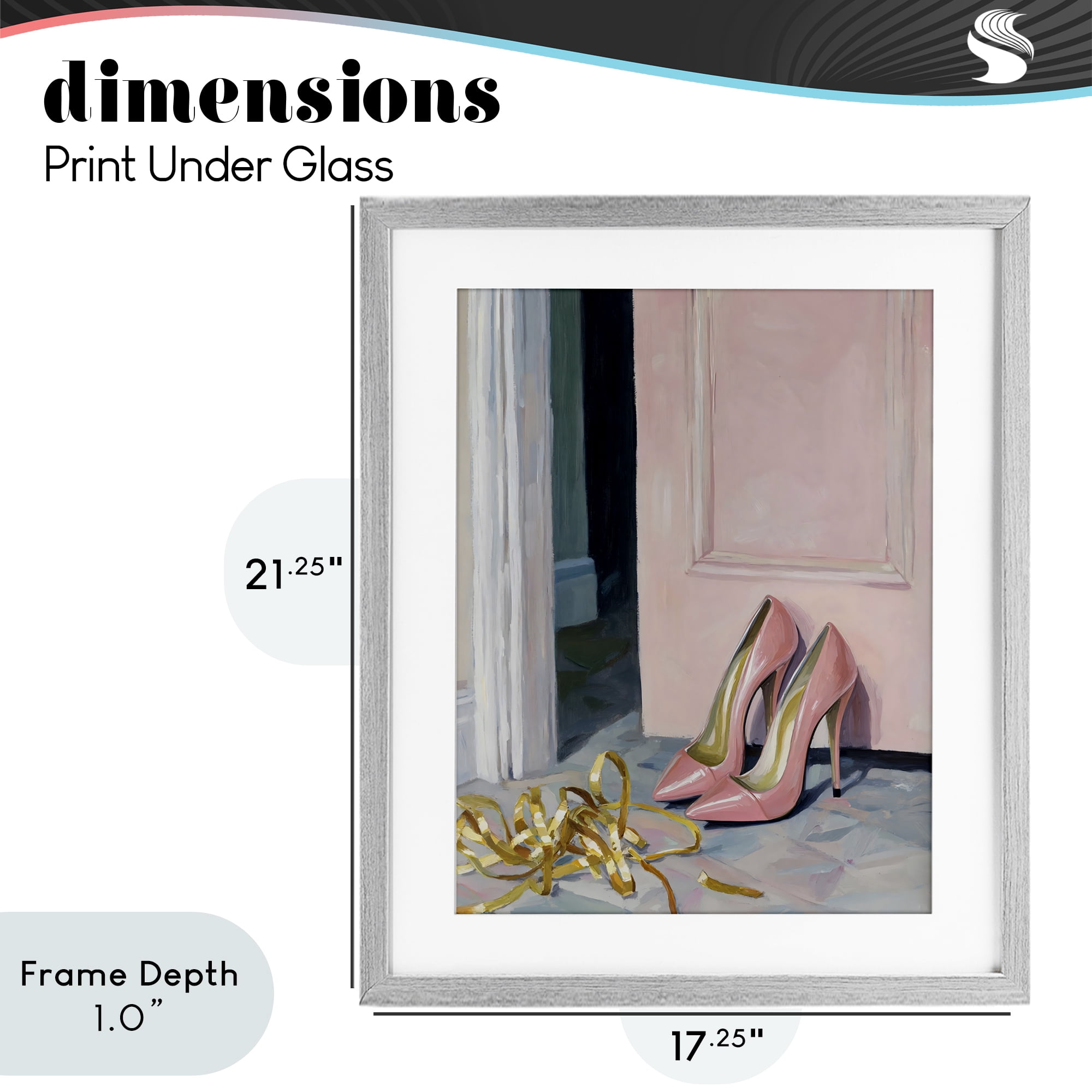 Stupell Industries Pink High Heels & Tinsel Gray Framed Print Under Glass, design by The Prints Vibe