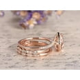 thumbnail image 4 of JeenMata 1.5 Carat Pear Cut Lab Created Morganite and Moissanite Trio Wedding Ring Set in Rose Gold, 4 of 7