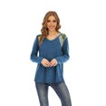 thumbnail image 3 of T-shirt Décontracté à Manches Longues Croisé Col Rond pour Femme, 3 of 8
