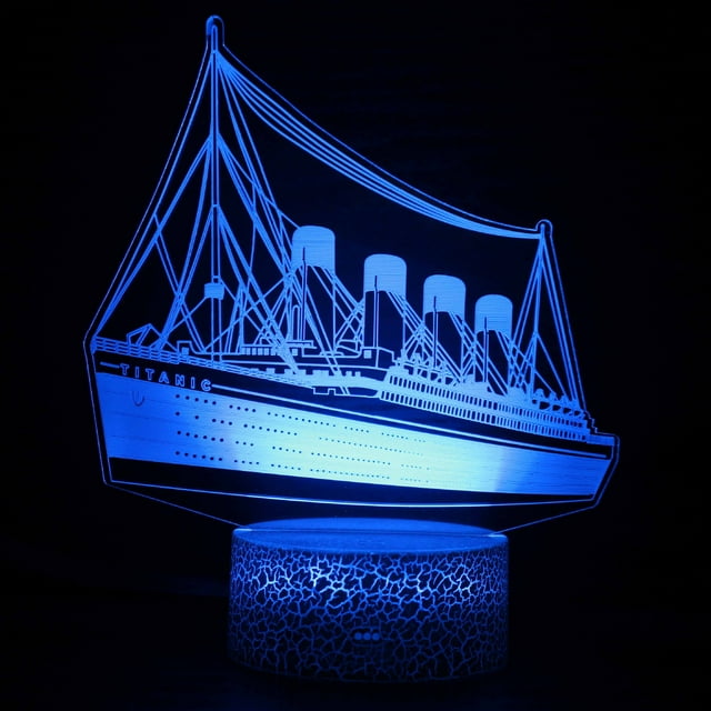 Luz nocturna 3D, veleros, aviones, portaaviones, titanics, piratas