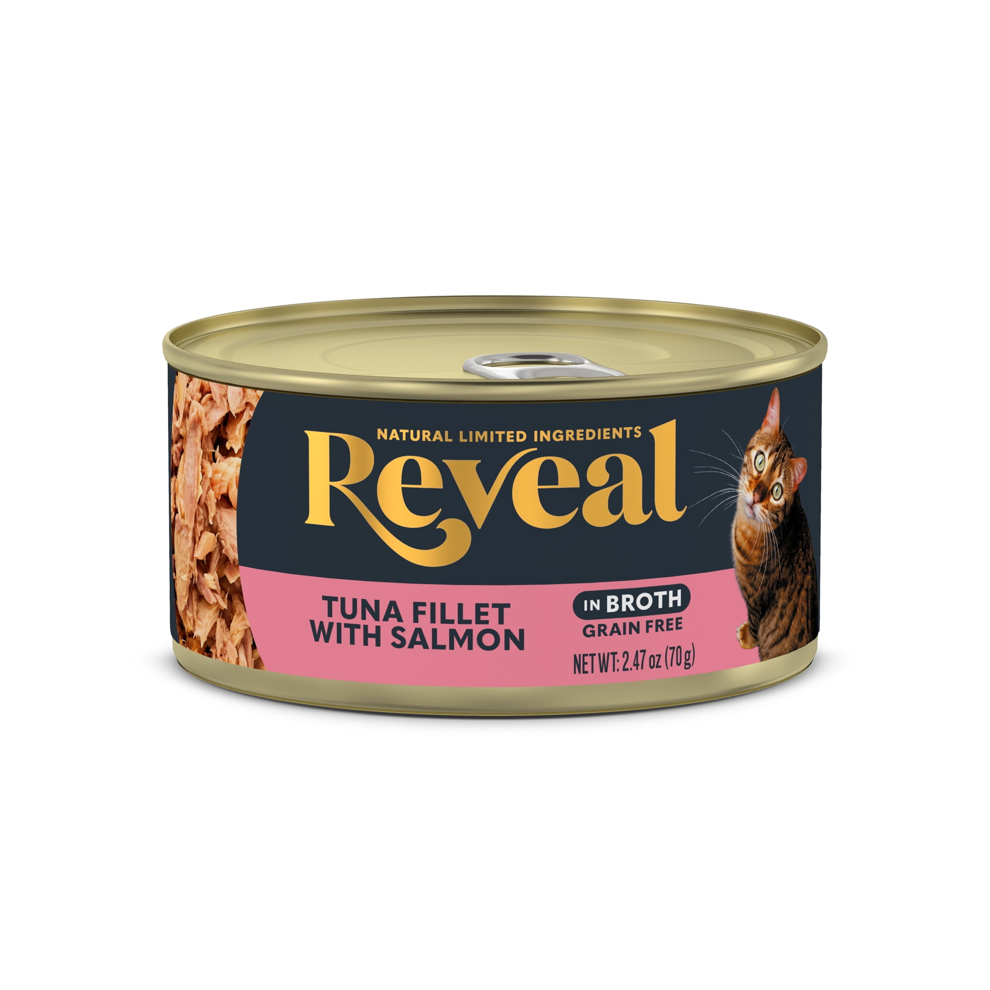 (24 pack) Reveal Natural Wet Cat Food, Tuna Fillet with Salmon in Broth, 2.47 oz Can