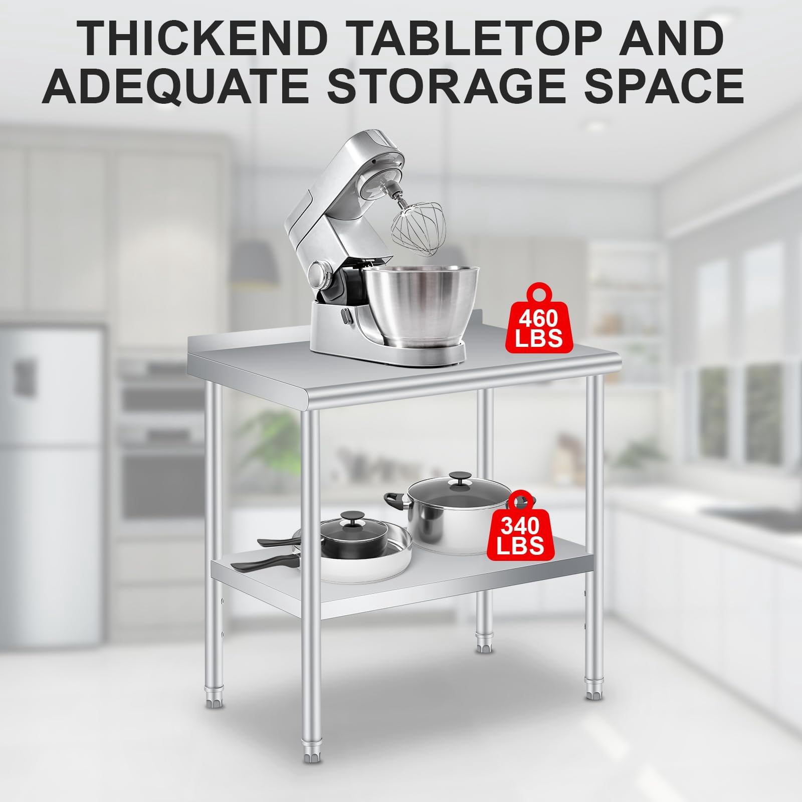Stainless Steel Table for Prep & Work, 30x24 Inches Heavy Duty Commercial Table with Adjustable Undershelf and Backsplash, Prep Table with Caster Wheels for Restaurant Kitchen Home and Hotel