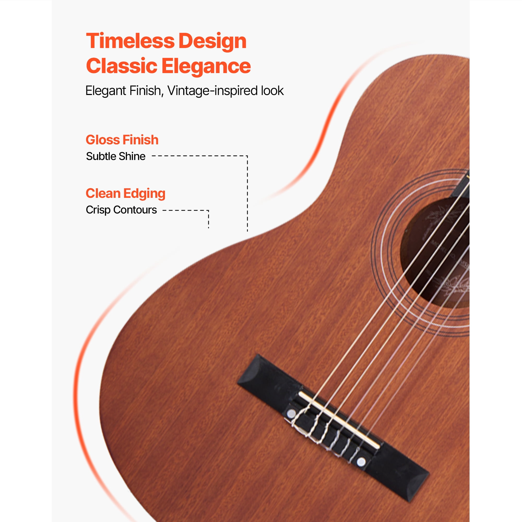 KFFKFF 36-Inch Classical Guitar, Wooden Acoustic Guitar Starter Set for Beginners, Includes Nylon Strings, Carrying Bag, Strap, Tuner, Spare Strings, Picks, and Capo, Sapele & Rosewood Build