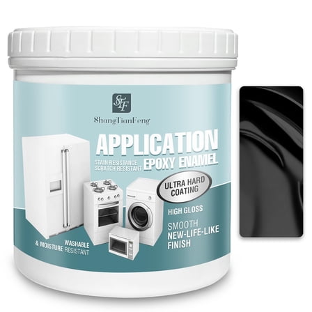 32 Oz Black Appliance Paint - High Gloss Finish for Home Appliance Refinishing, Durable Fast-Drying Interior/Exterior Coating, Safe for Ovens/Microwaves/Dishwashers, Zero VOC & Metal/Plastic Friendly