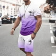 thumbnail image 2 of SHIXIAOO Survêtement d'Été pour Homme Grande Taille à Manches Courtes Col Rond Ensemble de Sport Décontracté à Blocs de Couleur avec Cordon à la Taille Ensemble de Survêtement Costume pour Homme 3 Pcs Costume pour Homme Régulier Costumes de Retour à la Maison pour Hommes sur Costume le, 2 of 5