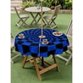 thumbnail image 4 of Outdoor Tablecloth with Umbrella Hole for Patio/Picnic/Party/Camping, Blue Black Checkered Waterproof Table Cloth Round Cover Washable, Modern Abstract Art (Dia 54"), 4 of 9