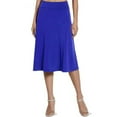 thumbnail image 3 of adviicd Women's Simple Foldover Stretch A-Line Flared Knee Length Skirt Comfy Stylish Blue, L, 3 of 5