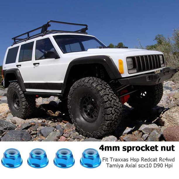 4 tuercas de bloqueo de rueda de aluminio para coche RC 1/10 Axial SCX10 Crawler (azul)