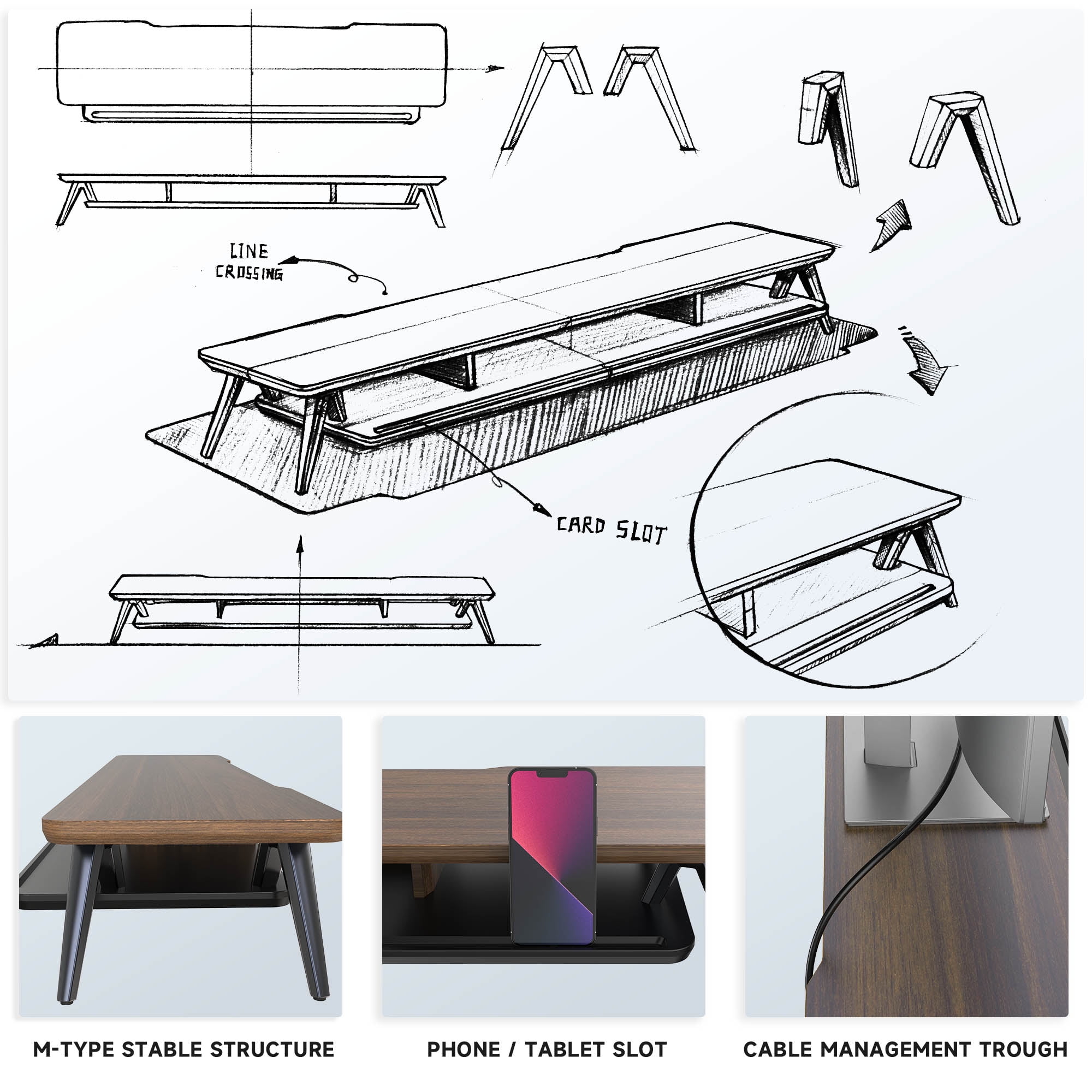 Fenge Dual Monitor Stand, Monitor Stands Riser for 2 Monitors, 42.5 Inch Monitor Stands Shelf with 12 Color LED Light for Office Desk