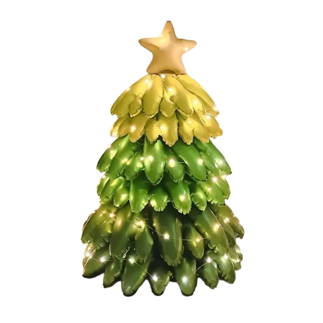 Outdoor Christmas Decorations and Christmas Tree Decorations, Stereoscopic Matte Inflatable Tree Balloon with Glowing Lights for Events and Photo Props