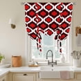 thumbnail image 2 of Tie Up Curtains for Windows Moroccan Pattern Valance Adjustable Balloon Curtain Black Red Geometric Trellis Tie Up Shades for Kitchen Living Room Bedroom Privacy Curtain Drape 34x45 Inch, 2 of 9