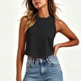 thumbnail image 2 of GUACER Sleeveless Crew Neck Crop Top for Women Fitted Ribbed Tank Top, Casual Soft Stretchy Basic Tee, 2 of 7