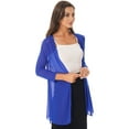 thumbnail image 4 of Zaldita Womens Lightweight Chiffon Open Front Long Kimono Cardigan High Low Curved Bolero Shrug Royal Blue 5XL, 4 of 7