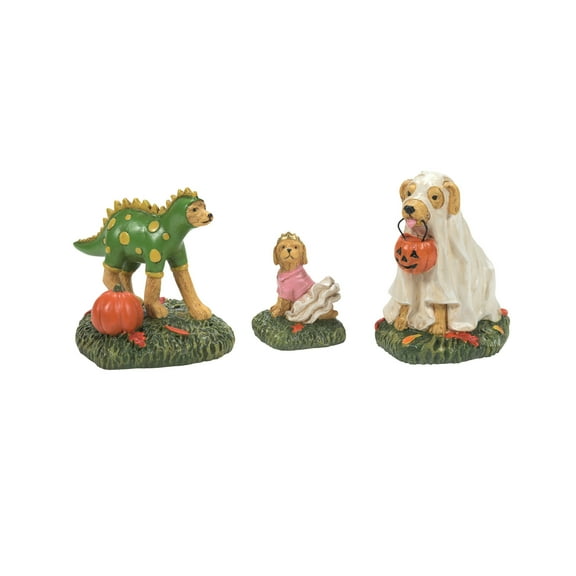 Department 56 Village Halloween Family Halloween Pups Village Accessory Set, 3 Pieces 1.7in H