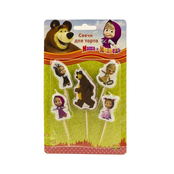 Set de figuras con velas de Masha y el oso para tarta de cumpleaños