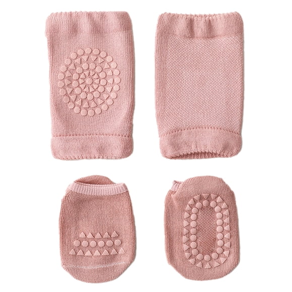 Juego de rodilleras y calcetines para bebé, antideslizantes, para gatear y caminar, seguros y respetuosos con la piel, para niños pequeños, color rosa, talla M de 1 a 3 años