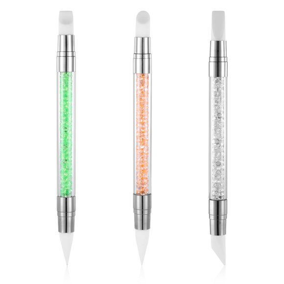 AHQiZFX 3 piezas de herramientas de silicona de doble punta para nail art