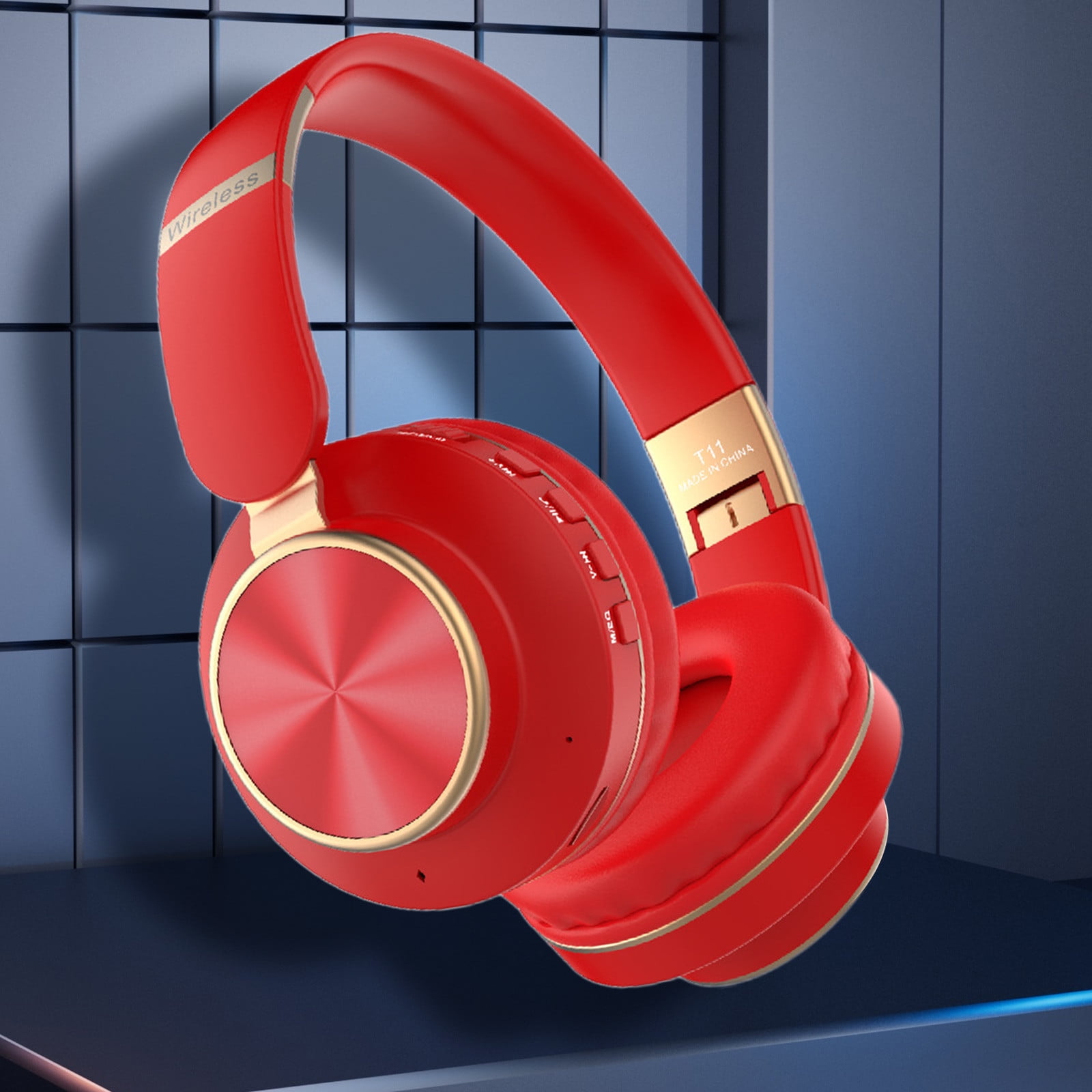 asxite Wireless Headphones,Bluetooth Headphones Wireless Earbuds Over Ear Bluetooth Wireless Headphones Long Battery Life HiFi Noise Reduction Foldable Lightweight Headset,Red
