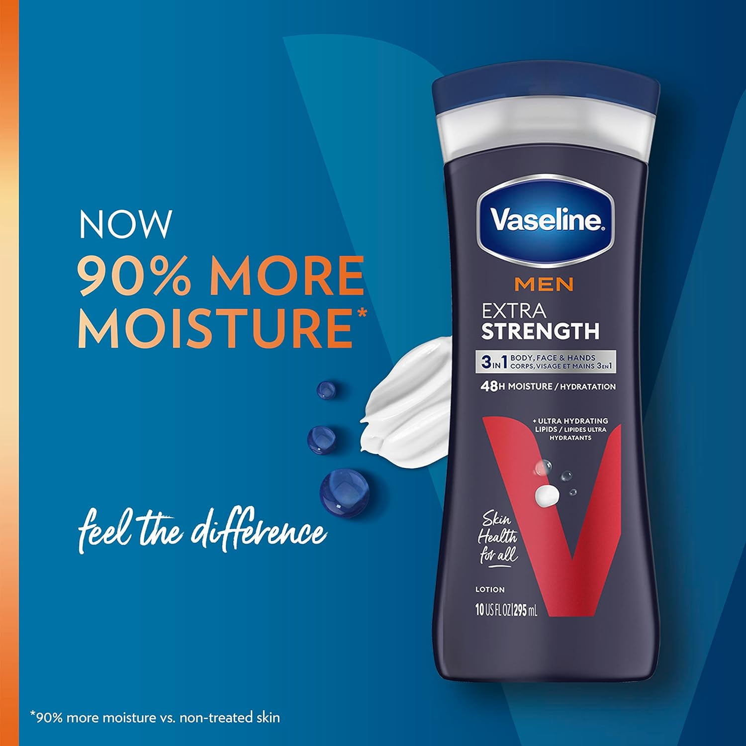 Vaseline Lotion for Dry Skin - Men Extra Strength Lotion, Fast-Absorbing Body Lotion Jelly and Ultra-Hydrating Lipids, 3-in-1 Body, Face, & Hands, 10 Oz Ea (Pack of 2)