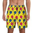 thumbnail image 2 of Picia Colorful Ping Pong pattern Mens Swim Trunks with Compression Liner Stretch Beach Shorts Quick Dry with Zipper Pockets No-Chafing Board Shorts-Small, 2 of 9