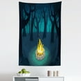 thumbnail image 1 of Happy Camper Tapestry, Cartoon Illustration of Lonely Camp in Woods at Night, Fabric Wall Hanging Decor for Bedroom Living Room Dorm, 5 Sizes, Dark Violet Blue Teal, by Ambesonne, 1 of 1