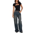thumbnail image 2 of Gupgi Femmes Slim T-Shirts Col Rond Manches Courtes Tie-up Évidés T-Shirts Été Hauts, 2 of 7