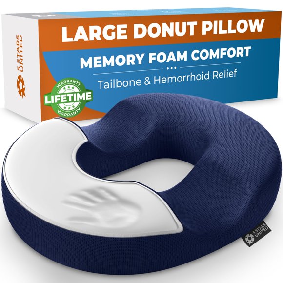 Cojín Donut 5 STARS UNITED para Hemorroides y Cóccix, Azul