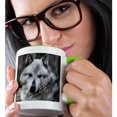 thumbnail image 2 of 3drose, Gray Wolf Looking Straight at You, 11oz Two-tone Green Mug, 2 of 6