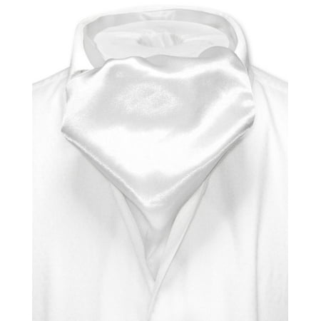 - Biagio ASCOT Solid WHITE Color Cravat Men's Neck Tie