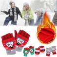 Mittens Lady Winter Half Finger Flip Up Thickened Warm Knit Christmas