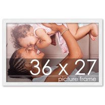 36x27 White Wood Picture Frame - UV Acrylic, Foam Board Backing, Hanging Hardware