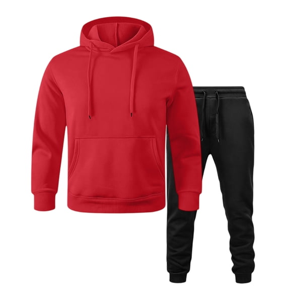 Trgacdwlo Men's Tracksuit 2 Piece Sweatsuit Set Fleece Lounge Hoodie Sweatsuit Sets Fall Winter Fuzz Tracksuit Sweatsuit for Men Red XXXL