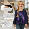 thumbnail image 6 of Xoenoiee Boho Mandala Cat Moon Galaxy Print Girls Long Sleeve Workout Tops Oversized Shirts Tie Front Blouses Crew Neck Graphic Gym Clothes Kids Winter Clothing, 9-10 Year, 6 of 7
