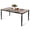 Wood-Grain, variant on Nuu Garden Weather-Resistant Outdoor 61” x 37” Rectangle Metal Dining Table with Umbrella Hole, Powder-Coated Frame, Slatted Tabletop, for Patio, Garden, Backyard and Balcony, Black