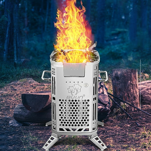 Poêle à Bois De Camping Portable Avec Cheminée - 8.2 Pieds, Acier Inox, Pliable, Neuf