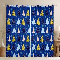 Feelyou Blue Xmas Tree Curtains Pack of 2 (42x84 Each), Merry Christmas Curtains Blackout, Princess Fairy Tale Bedroom Curtains, Microfiber Bedroom Decor