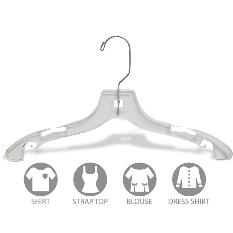 The Great American Hanger Company Clear Plastic Kids Top Hanger, Flat Hangers with Notches and Chrome Swivel Hook, 3 Sizes, Size: 14, 14 inch Box of