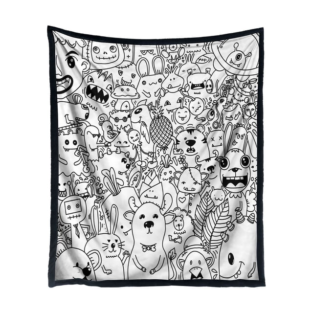 WUSUOWEI 1PC DIY Coloring Blanket,Color Your Own Blankets,Customizable Washable Colorings Blanket Kits,Coloring Mat,Creating Colorings Blankets for Adults,Art Activity Home Decoration