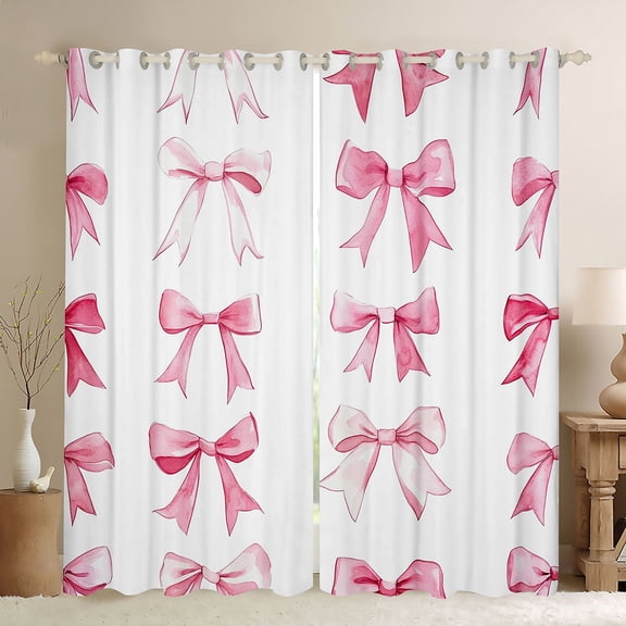 Erosebridal Coquette Bow Black Out Curtains For Kids,Pink Dreamy Princess Bowknot Theme Curtains Pack of 2 (42x63 Each) For Girls