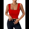 thumbnail image 3 of Top Corto Sexy Sin Mangas Ajustado con Tirantes Básicos para Mujer 2025 Rojo M, 3 of 7