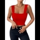 thumbnail image 3 of Top Corto Sexy Sin Mangas Ajustado con Tirantes Básicos para Mujer 2025 Rojo L, 3 of 7