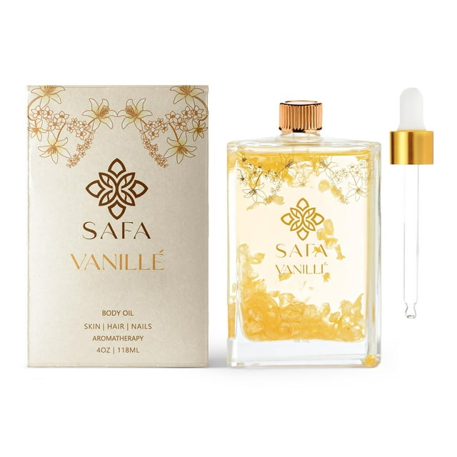 SAFA Vanillé Oil - Organic Oil for Face, Body, Hair, Nails & Aromatherapy | Vanilla Extract & Jasmine Petals - Essential Oil for Diffusers | After Shower Body