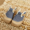thumbnail image 2 of JeashCHAT Mules for Women Flats Slip On Backless Canvas Mule Shoes Espadrilles Closed Toe Slides for Summer Beach (Blue), 2 of 4