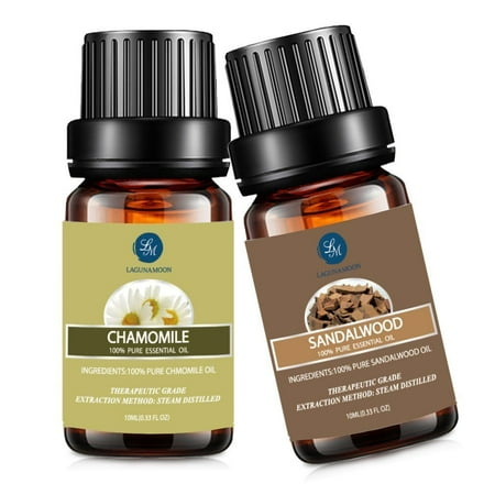 Essential Natural - Chamomile Sandalwood Essential Oil,10ML Natural Pure Aromatherapy Oils Therapeutic Grade, Value 2 Pack