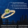 thumbnail image 2 of Gem Stone King 10K Yellow Gold Green Peridot and Lab Grown Diamond Engagement Ring for Women | 0.84 Cttw | Round 5MM | Gemstone August Birthstone | Size 6, 2 of 6