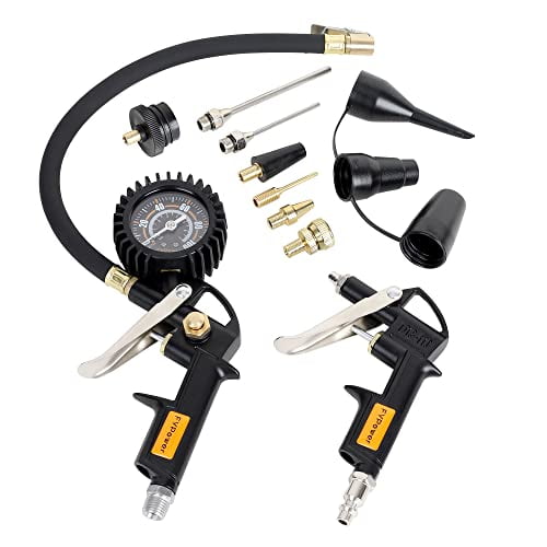 10 Pieces Heavy Duty Air Compressor Accessory Kit, 100PSI Tire Inflator with Gauge, Air Blow Gun and Air Nozzles, /4" NPT Air Tool Kit